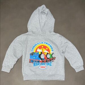 Vintage Y2K 2006 Thomas the Train & Friends Train Light Gray Hoodie Sweatshirt